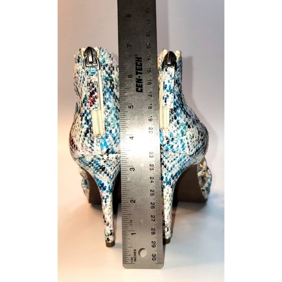 Amelia Grace Melissa Snake Skin Print Multi Color Rope Straps Zipper Heel 3.5 in - Picture 11 of 12